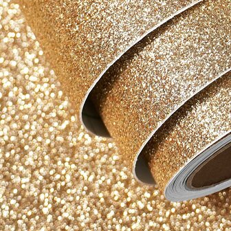 Glitter plakfolie champagne 122cm