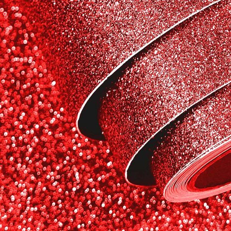 Glitter plakfolie rood 122cm