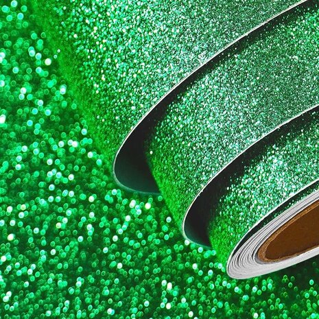 Glitter plakfolie groen 122cm